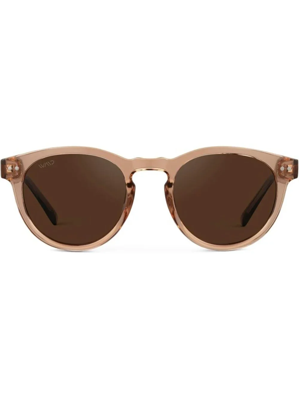 Women's Crystal Brown Brown Lens Glasses Round Polarized Retro Wear Protection